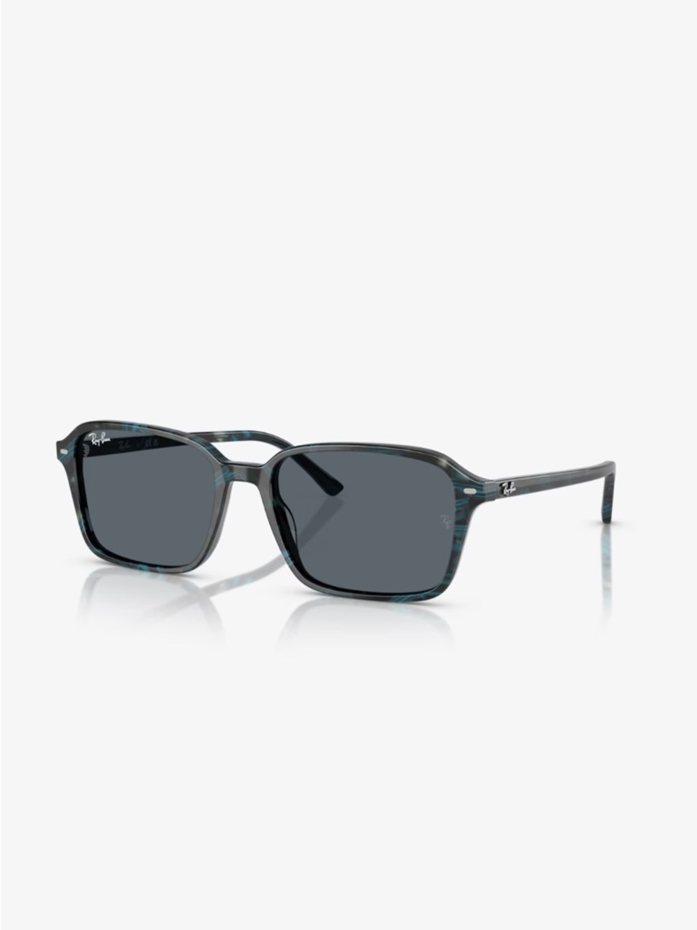 Ray-Ban Blue Tortoiseshell Square Sunglasses with Dark Gray Lenses
